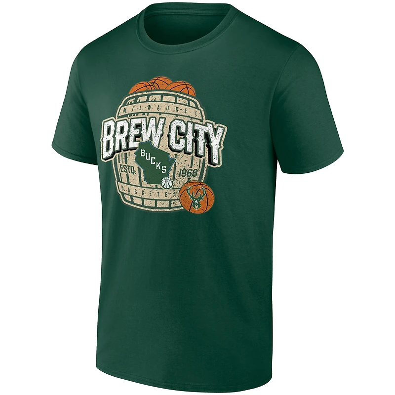 Men's Fanatics Hunter Green Milwaukee Bucks Brew City Hometown Collection T-Shirt