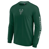 Men's Fanatics Hunter Green Milwaukee Bucks Elements Strive Long Sleeve T-Shirt