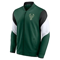 Veste entièrement zippée Fanatics Hunter Green Milwaukee Bucks League Best Performance pour hommes
