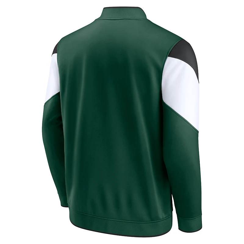 Veste entièrement zippée Fanatics Hunter Green Milwaukee Bucks League Best Performance pour hommes