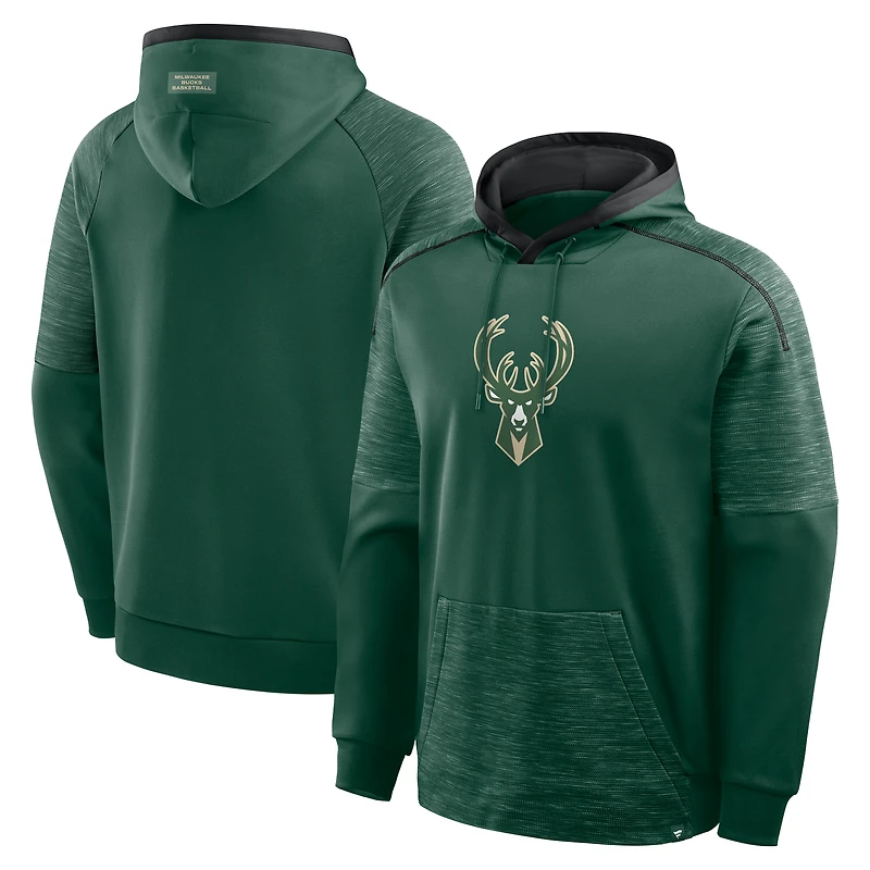 Men's Fanatics Hunter Green Milwaukee Bucks Pick & Roll Defender Pullover Hoodie