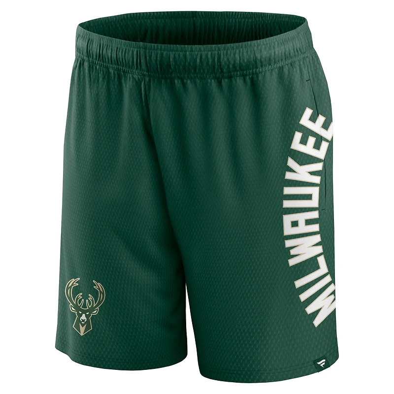 Men's Fanatics Hunter Green Milwaukee Bucks Post Up Mesh Shorts