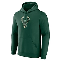 Sweat à capuche avec logo principal des Milwaukee Bucks Fanatics Hunter Green pour hommes