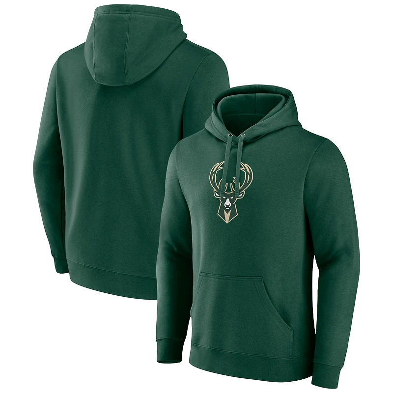 Sweat à capuche avec logo principal des Milwaukee Bucks Fanatics Hunter Green pour hommes