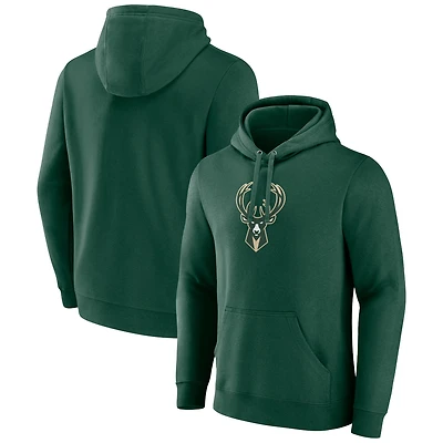 Sweat à capuche avec logo principal des Milwaukee Bucks Fanatics Hunter Green pour hommes