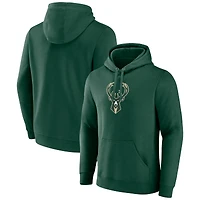 Sweat à capuche avec logo principal des Milwaukee Bucks Fanatics Hunter Green pour hommes