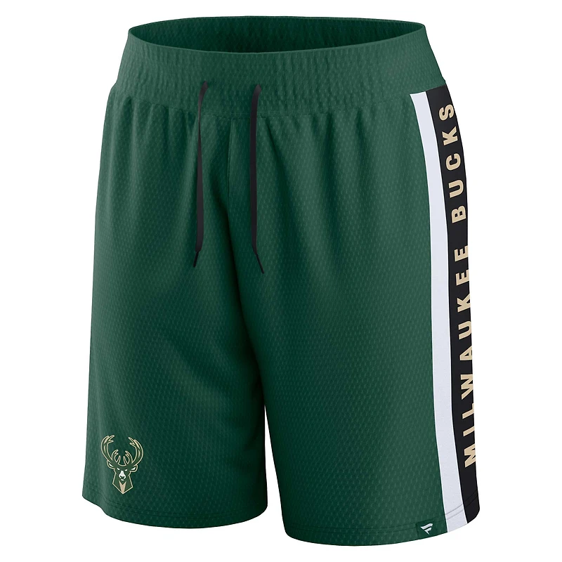 Short en maille emblématique d'arbitre des Milwaukee Bucks Fanatics Hunter Green pour hommes