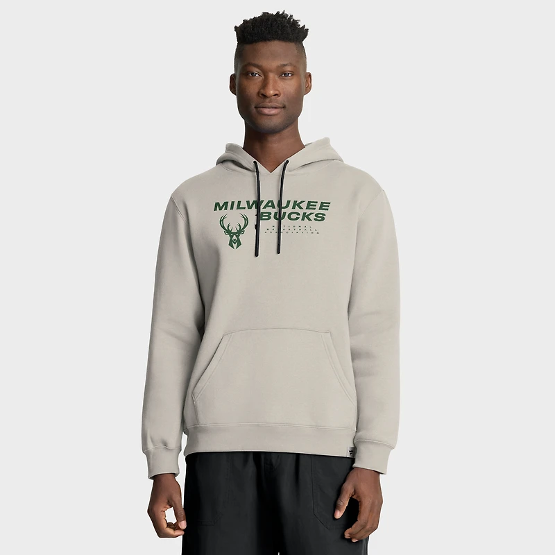 Men's Fanatics Off White Milwaukee Bucks Crossover Collection Blocked Shot Premium Pullover Hoodie
