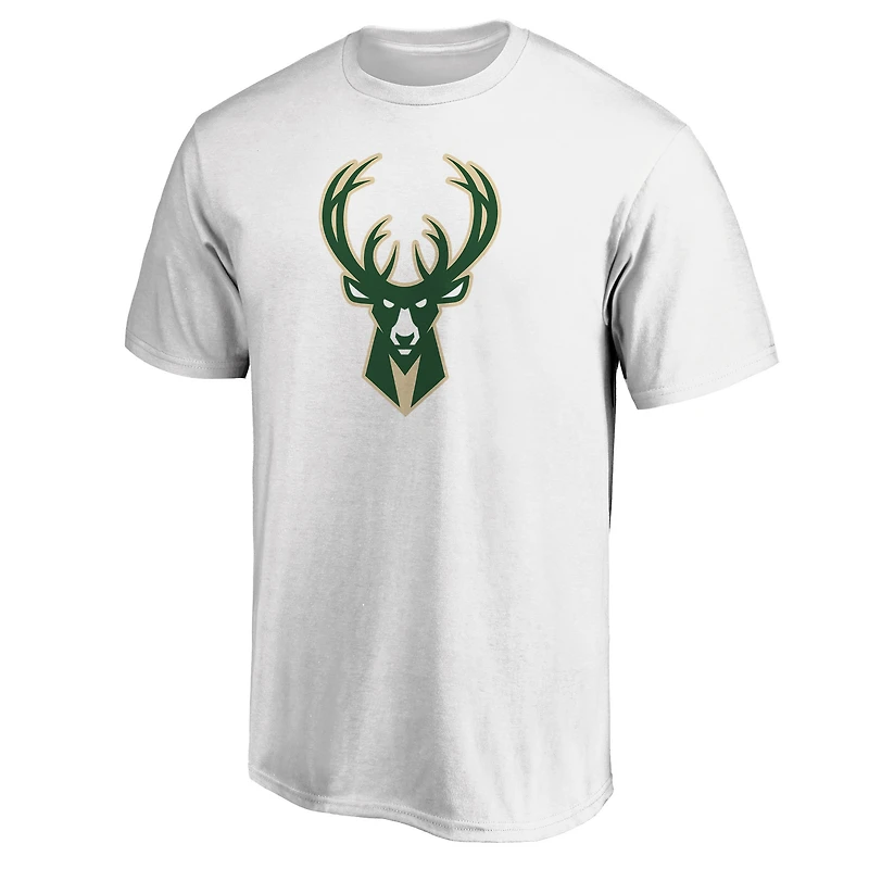 Men's Fanatics White Milwaukee Bucks Primary Team Logo T-Shirt