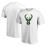 T-shirt blanc avec logo de l'équipe principale des Milwaukee Bucks Fanatics pour hommes