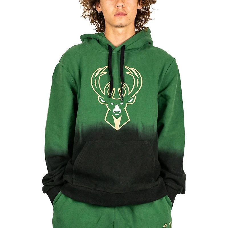 Milwaukee Bucks FISLL vert chasseur pour homme Dip-Dye noir - Chandail à capuchon