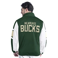 Veste de survêtement entièrement zippée G-III Sports by Carl Banks pour homme, vert chasseur/blanc, Milwaukee Bucks Back Field