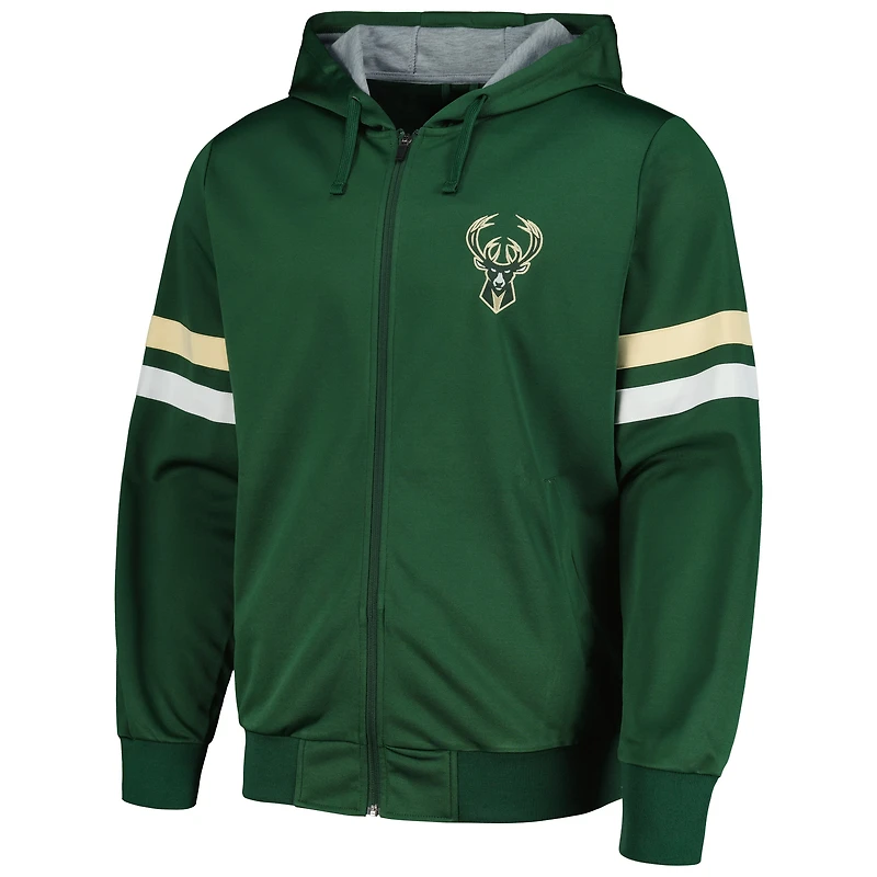 Veste à capuche entièrement zippée G-III Sports by Carl Banks pour hommes Hunter Green Milwaukee Bucks Contender