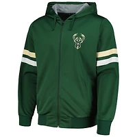 Veste à capuche entièrement zippée G-III Sports by Carl Banks pour hommes Hunter Green Milwaukee Bucks Contender