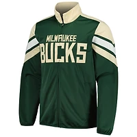 Veste de survêtement entièrement zippée G-III Sports by Carl Banks pour hommes Hunter Green Milwaukee Bucks Game Ball