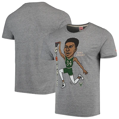 T-shirt homme Giannis Antetokounmpo gris Milwaukee Bucks, mélange de trois matières