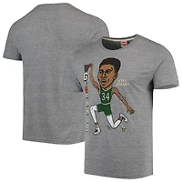 T-shirt homme Giannis Antetokounmpo gris Milwaukee Bucks, mélange de trois matières