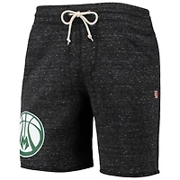 Men's Homage Charcoal Milwaukee Bucks Primary Logo Tri-Blend Sweat Shorts