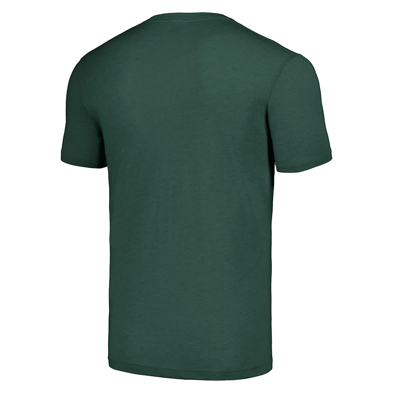 Men's Homage Damian Lillard Hunter Green Milwaukee Bucks Caricature Tri-Blend T-Shirt