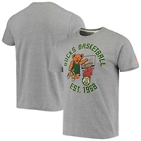 Men's Homage Heathered Gray Milwaukee Bucks NBA x Grateful Dead Tri-Blend T-Shirt