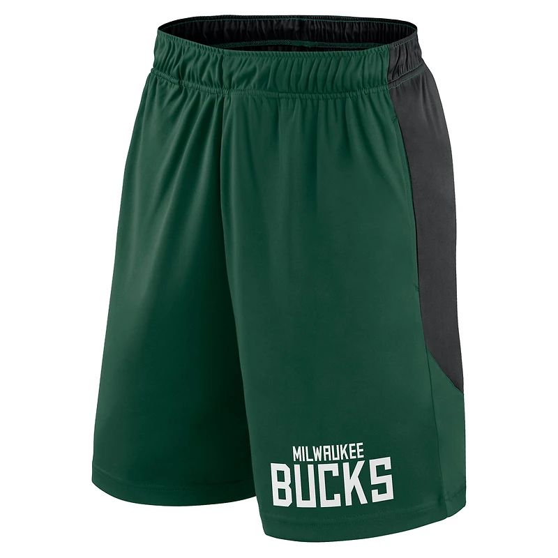 Short de performance pour homme vert chasseur/noir Milwaukee Bucks Launch