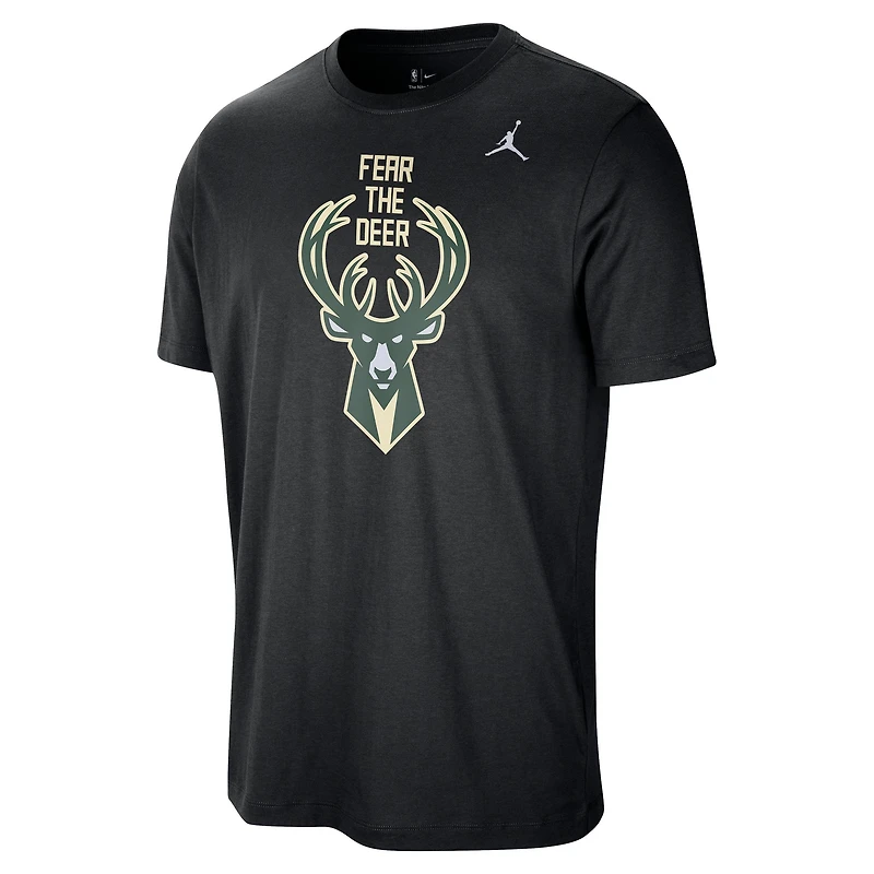 Men's Jordan Brand Black Milwaukee Bucks Statement Edition Essential T-Shirt