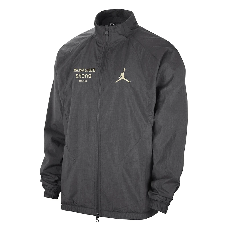 Men's Jordan Brand Gray Milwaukee Bucks Courtside Statement Edition Jumpman Jam Full-Zip Jacket