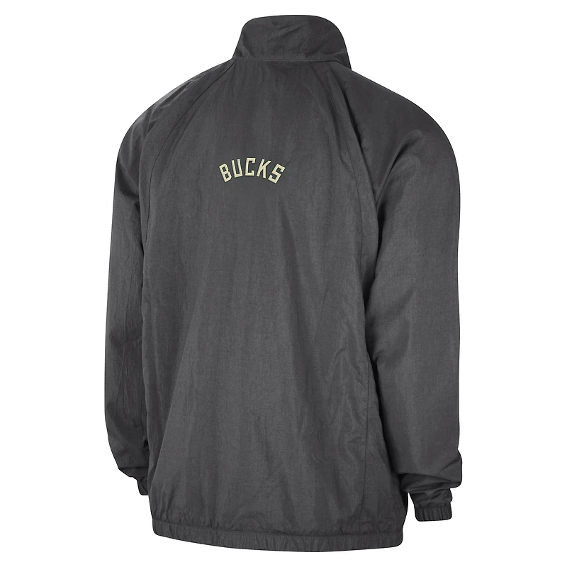 Men's Jordan Brand Gray Milwaukee Bucks Courtside Statement Edition Jumpman Jam Full-Zip Jacket