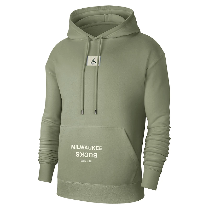 Men's Jordan Brand Green Milwaukee Bucks Courtside Statement Edition Pullover Hoodie