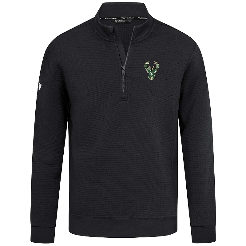 Men's Levelwear  Black Milwaukee Bucks Accolade Cushion Quarter-Zip Pullover