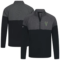 Haut à glissière quart de tour noir rayures classiques des Milwaukee Bucks pour homme Levelwear