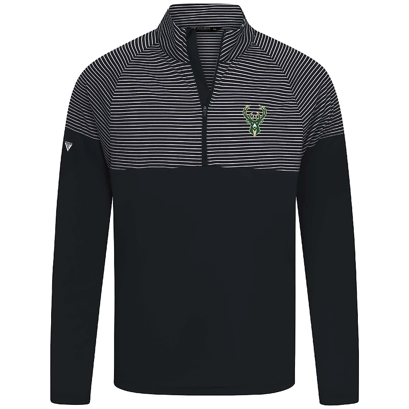 Haut à glissière quart de tour noir rayures classiques des Milwaukee Bucks pour homme Levelwear