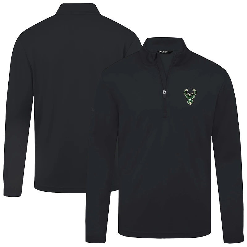 Men's Levelwear Black Milwaukee Bucks Heron Quarter-Zip Top