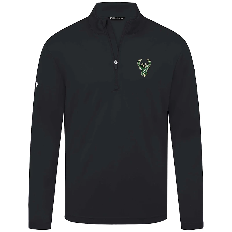 Men's Levelwear Black Milwaukee Bucks Heron Quarter-Zip Top