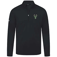 Men's Levelwear Black Milwaukee Bucks Heron Quarter-Zip Top