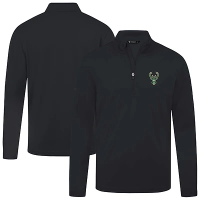 Haut noir à fermeture éclair quart de tour Heron des Milwaukee Bucks pour homme Levelwear