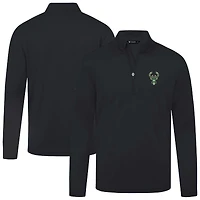 Haut noir à fermeture éclair quart de tour Heron des Milwaukee Bucks pour homme Levelwear