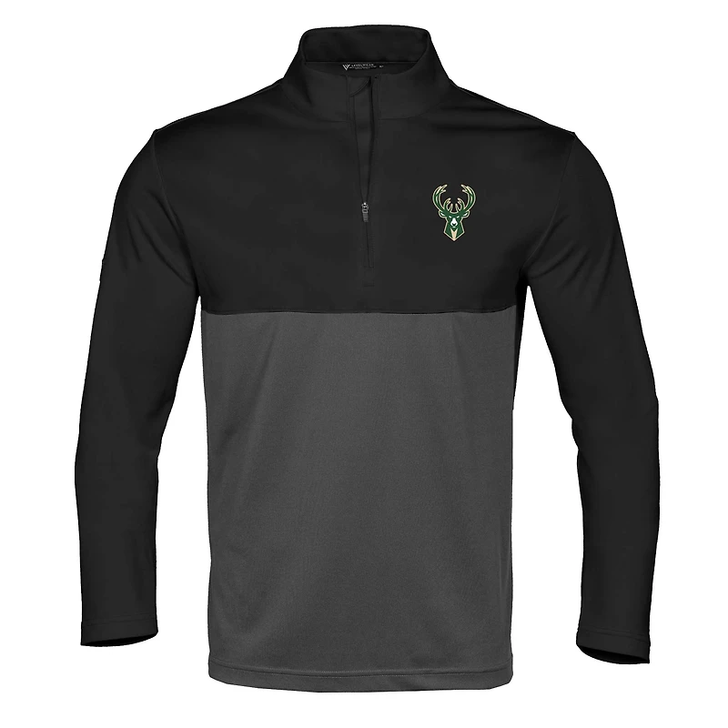 Men's Levelwear Black Milwaukee Bucks Pursue Quarter-Zip Top