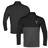 Haut noir à fermeture éclair quart de tour pour homme Levelwear Milwaukee Bucks Pursue