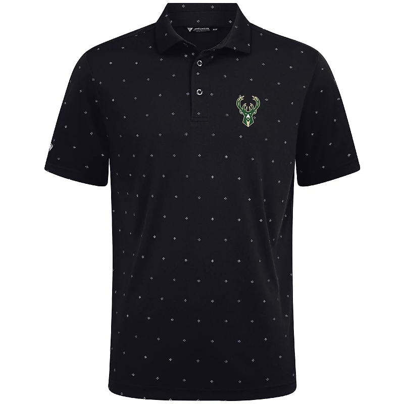 Men's Levelwear Black Milwaukee Bucks Vision Polo