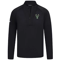 Haut noir à fermeture éclair quart de tour pour homme Levelwear Milwaukee Bucks Volley