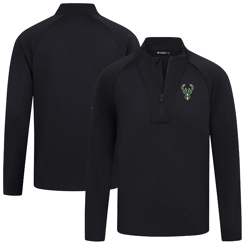 Haut noir à fermeture éclair quart de tour pour homme Levelwear Milwaukee Bucks Volley