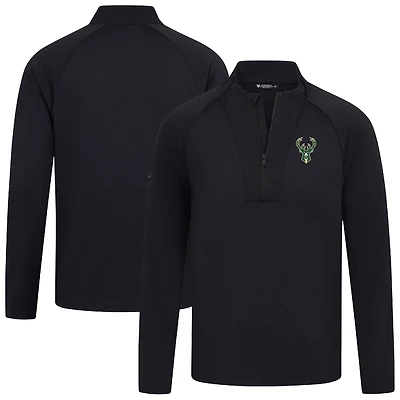 Men's Levelwear Black Milwaukee Bucks Volley Quarter-Zip Top
