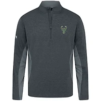 Haut à fermeture éclair quart de tour Levelwear Heather Black Milwaukee Bucks Waffle Insignia 2.0 pour homme