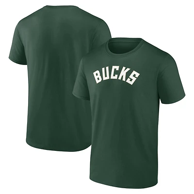 Men's Logo Athletic Hunter Green Milwaukee Bucks Wordmark T-Shirt