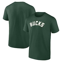 Men's Logo Athletic Hunter Green Milwaukee Bucks Wordmark T-Shirt