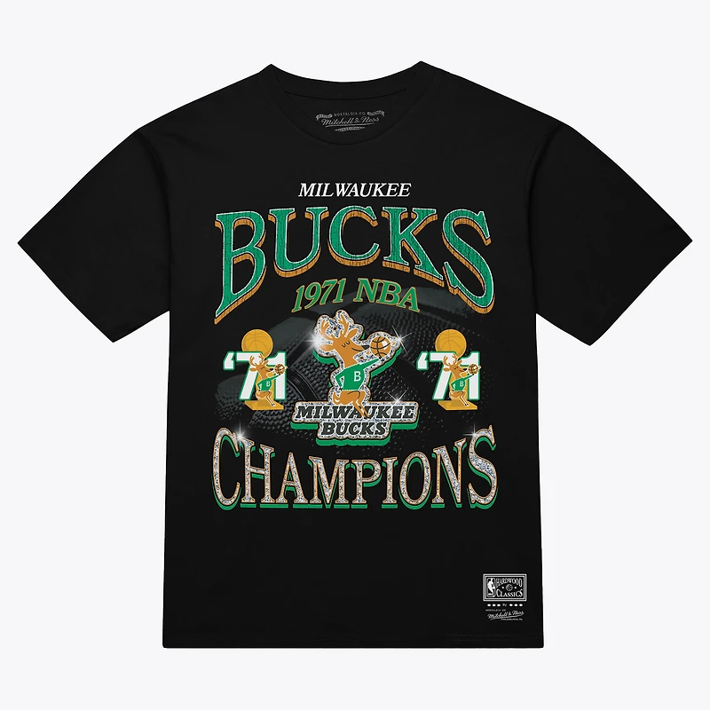 Men's Mitchell & Ness Black Milwaukee Bucks Champions Era T-Shirt