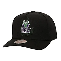 Casquette ajustable Mitchell & Ness noire Milwaukee Bucks Tilted Pro Pinch pour homme