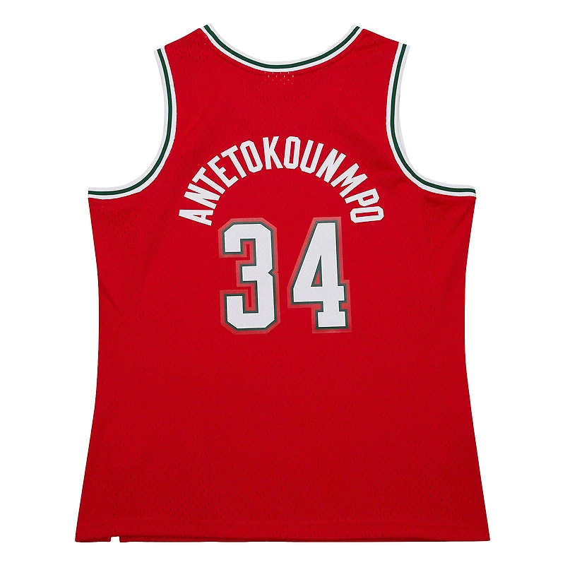 Men's Mitchell & Ness Giannis Antetokounmpo Red Milwaukee Bucks 2014/15 Hardwood Classics Swingman Jersey