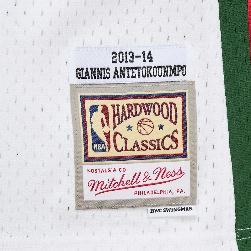 Men's Mitchell & Ness Giannis Antetokounmpo White Milwaukee Bucks 2013/14 Hardwood Classics Swingman Jersey